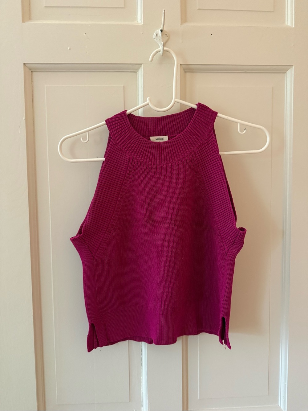 Wilfred Magenta Ribbed Knit Sleeveless Top